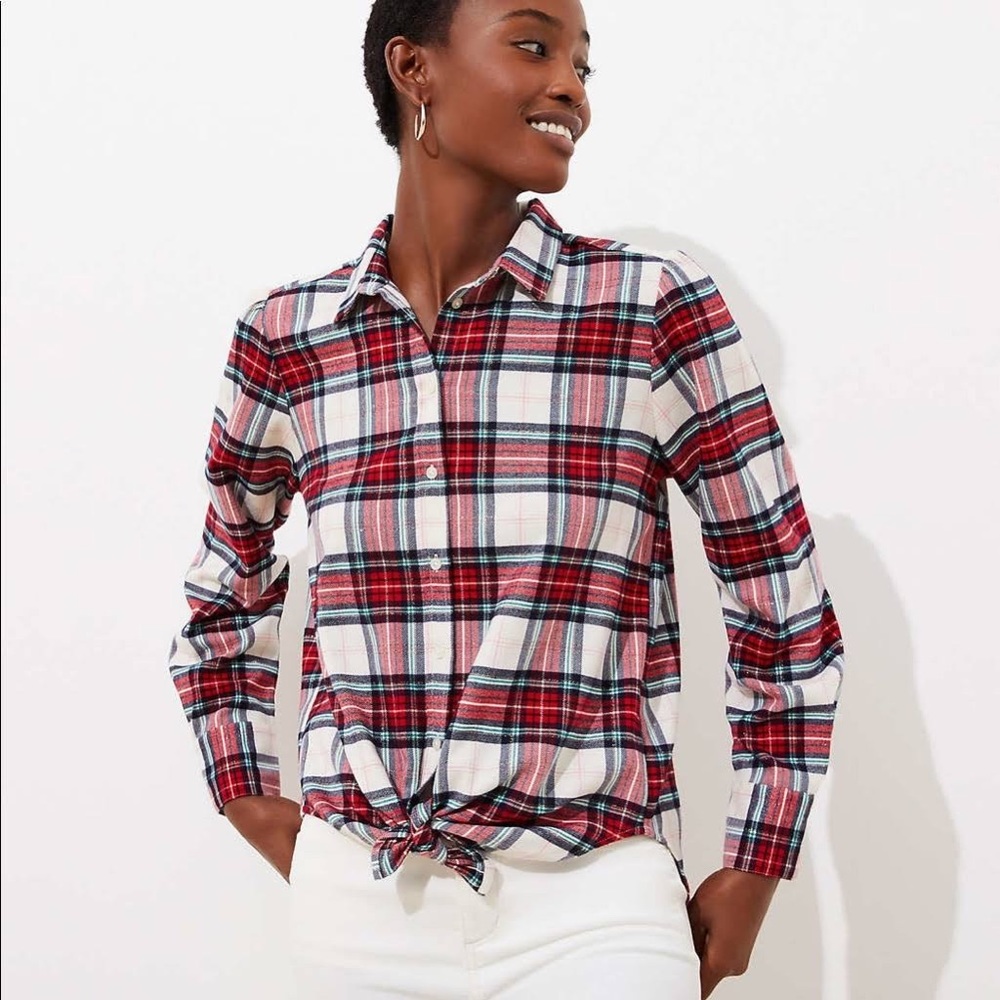 🌟Plaid Flannel Tie-Front Shirt